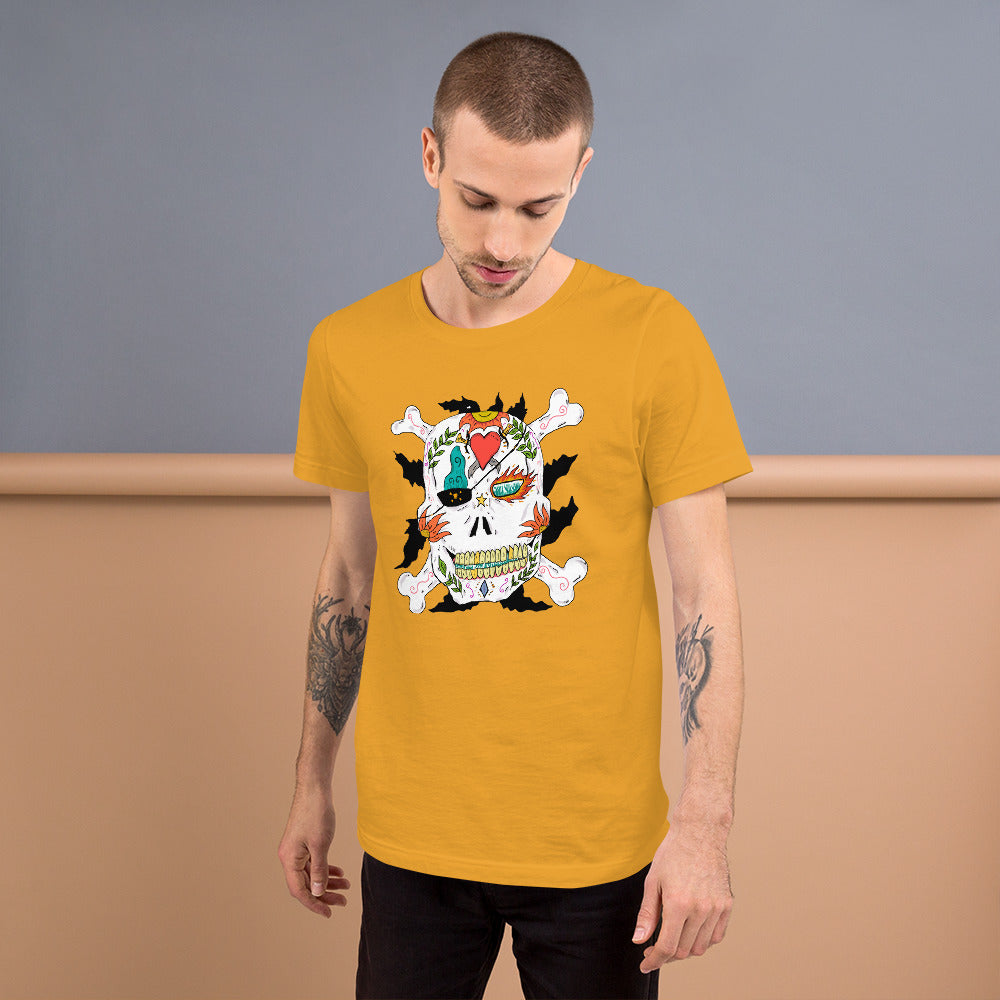 Short-Sleeve Unisex T-Shirt pirate skull - ragnacold Mustard / S