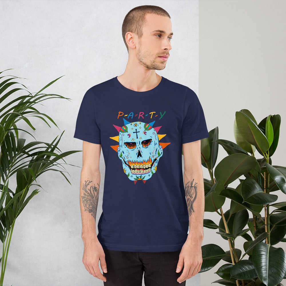 Short-Sleeve Unisex T-Shirt party skull - ragnacold Navy / XS