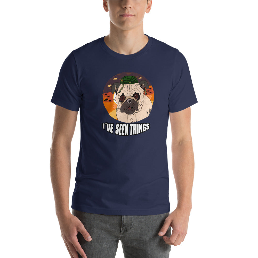 Short-Sleeve Unisex T-Shirt pug soldier - ragnacold Navy / XS