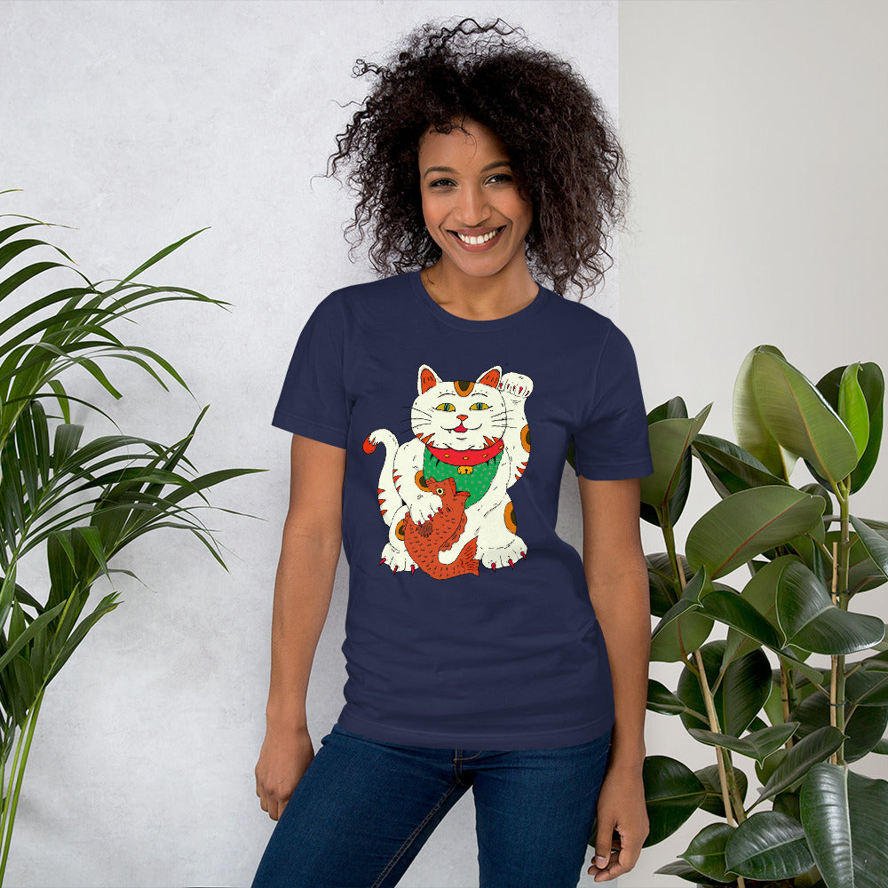 Short-Sleeve Unisex T-Shirt neko money cat - ragnacold Navy / XS