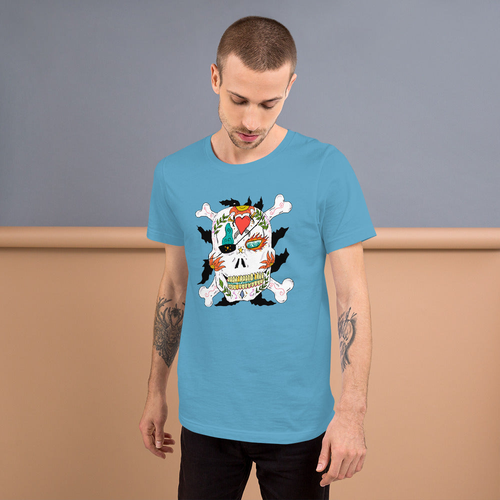 Short-Sleeve Unisex T-Shirt pirate skull - ragnacold Ocean Blue / S