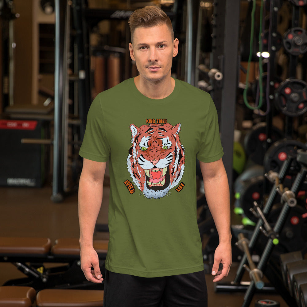 Short-Sleeve Unisex T-Shirt king tiger - ragnacold Olive / S