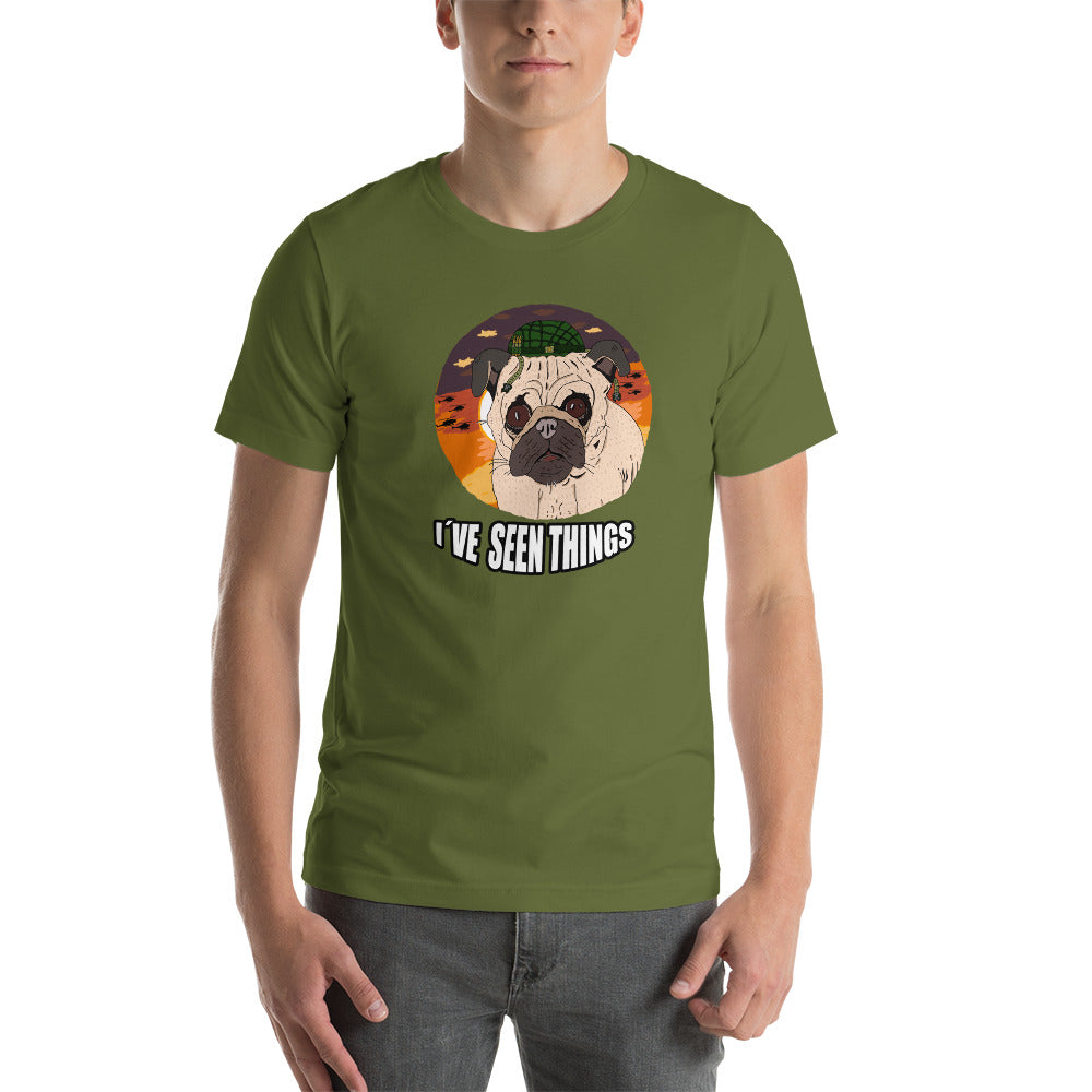 Short-Sleeve Unisex T-Shirt pug soldier - ragnacold Olive / S