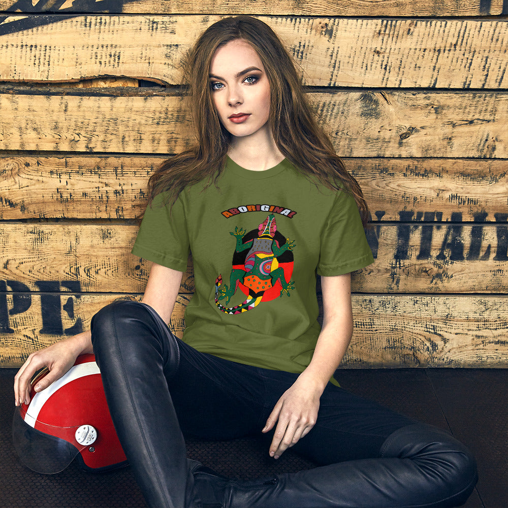 Short-Sleeve Unisex T-Shirt aboriginal lizard - ragnacold Olive / S