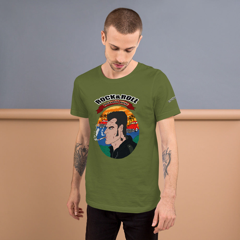 Short-Sleeve Unisex T-Shirt rock and roll rules - ragnacold Olive / S