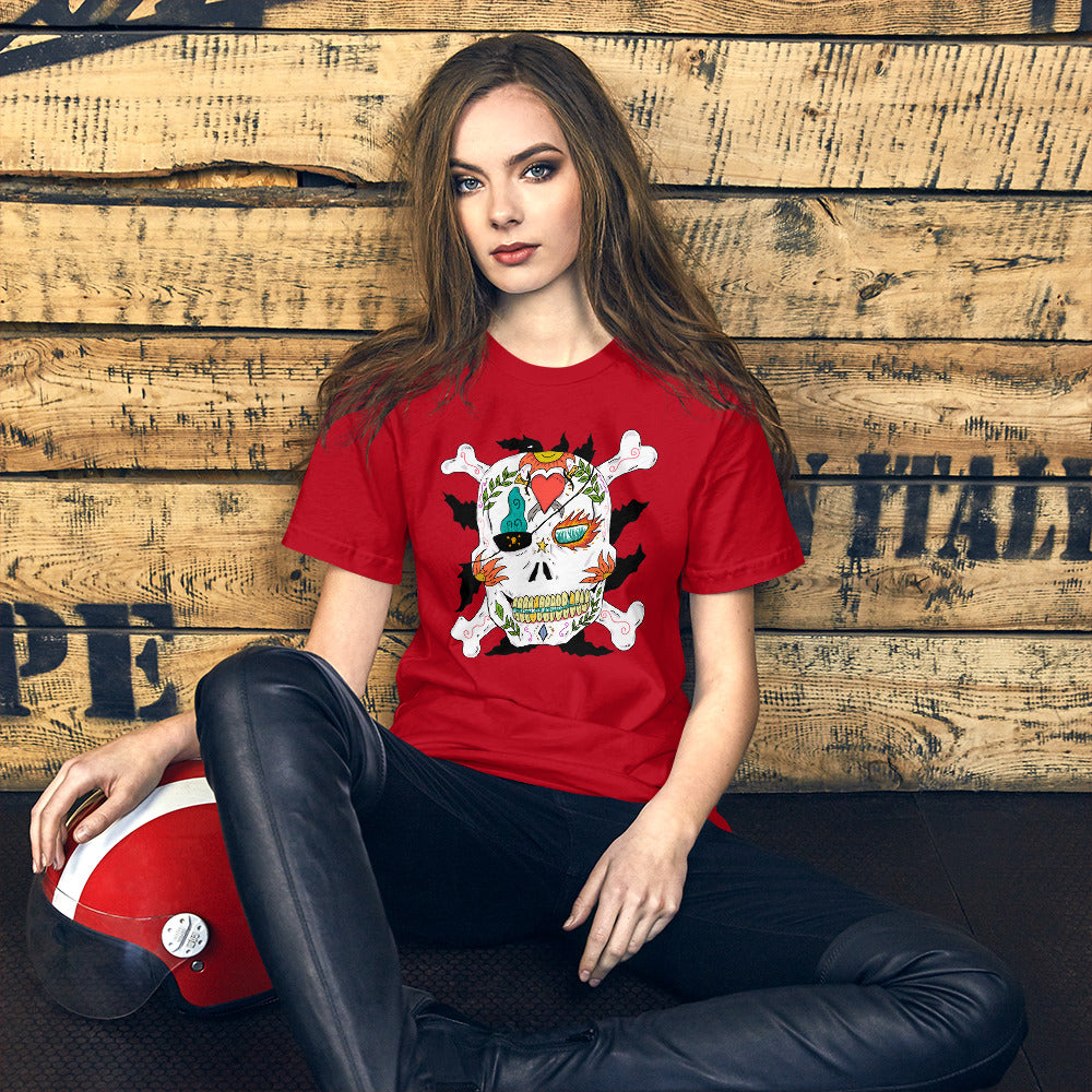 Short-Sleeve Unisex T-Shirt pirate skull - ragnacold Red / S