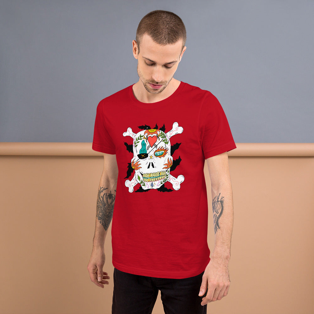 Short-Sleeve Unisex T-Shirt pirate skull - ragnacold Red / S