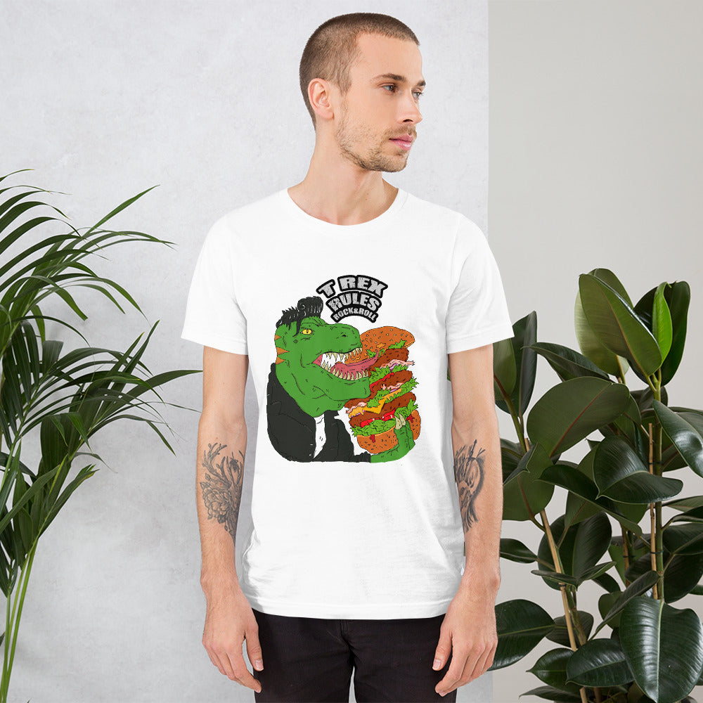 Short-Sleeve Unisex T-Shirt T rex rock&roll - ragnacold White / XS