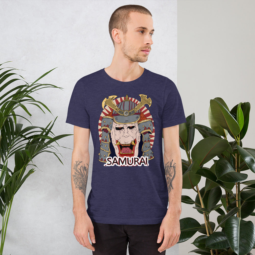 Short-Sleeve Unisex T-Shirt zombie samurai - ragnacold Heather Midnight Navy / XS