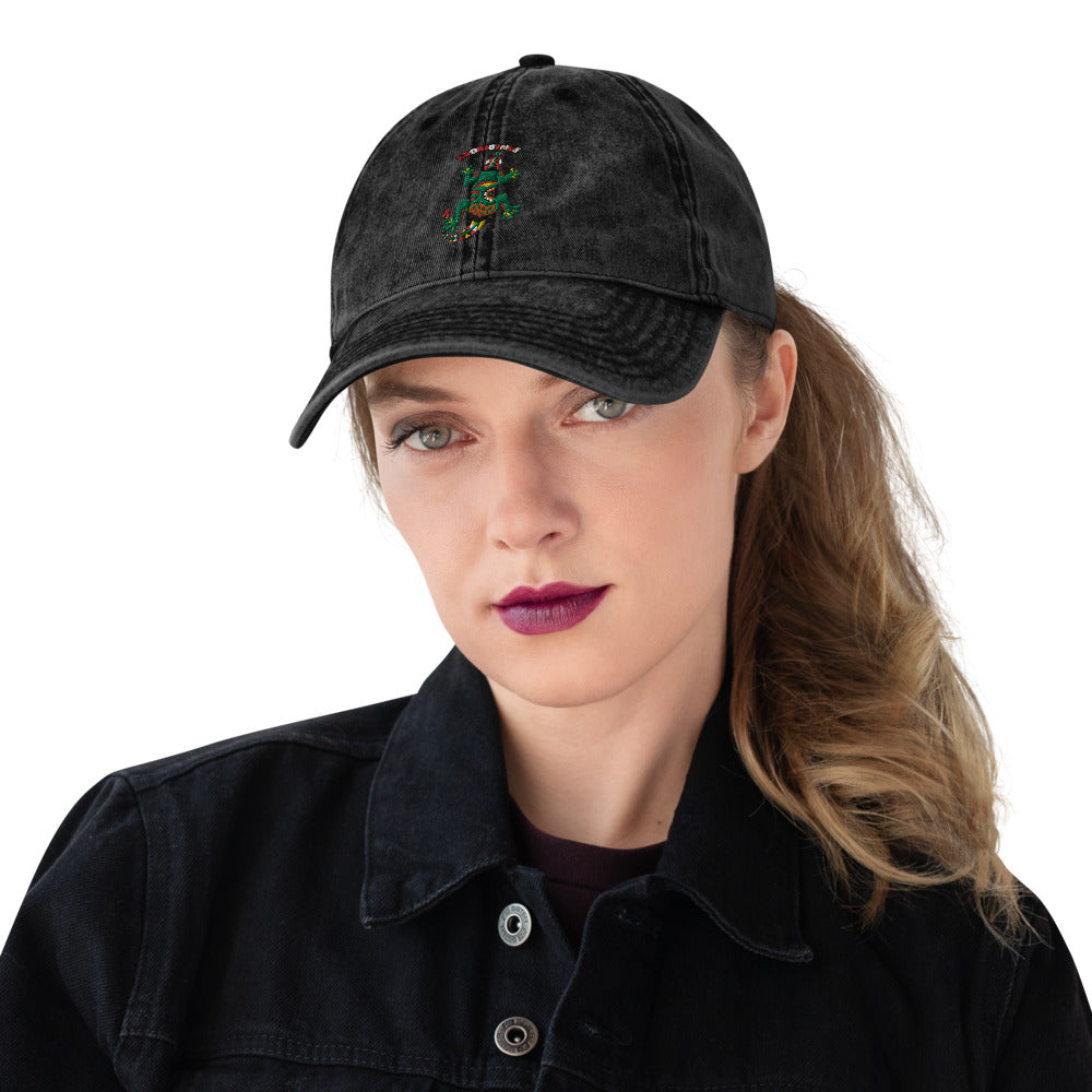 Vintage Cotton Twill Cap lizard - ragnacold Black