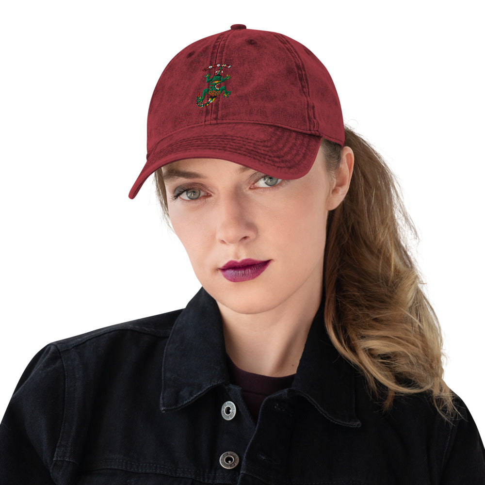 Vintage Cotton Twill Cap lizard - ragnacold Maroon