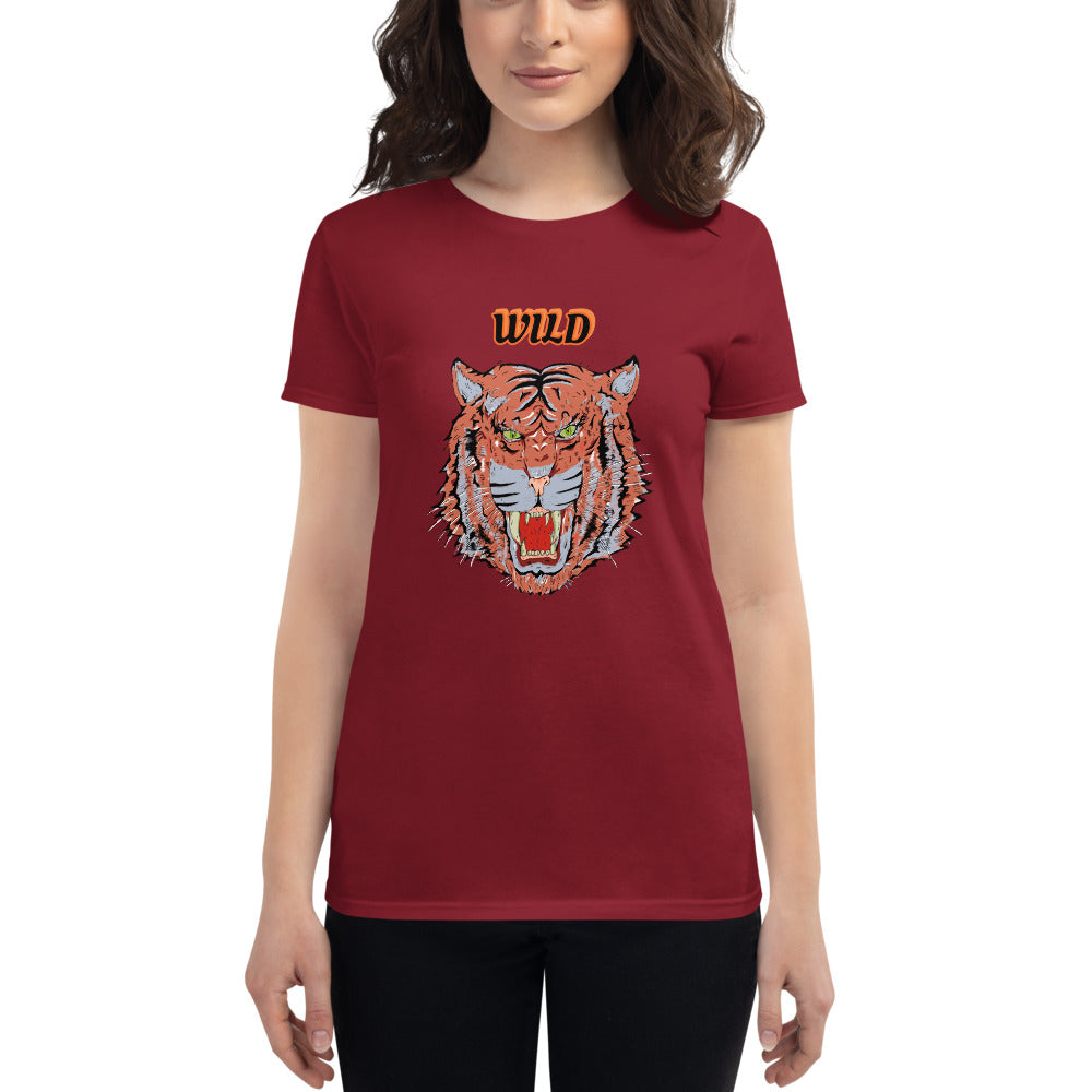 Women's short sleeve t-shirt wild tiger - ragnacold Independence Red / S