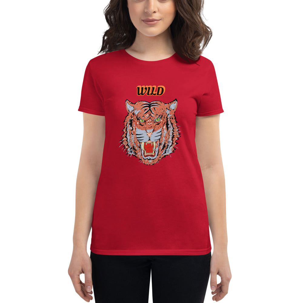 Women's short sleeve t-shirt wild tiger - ragnacold Red / S