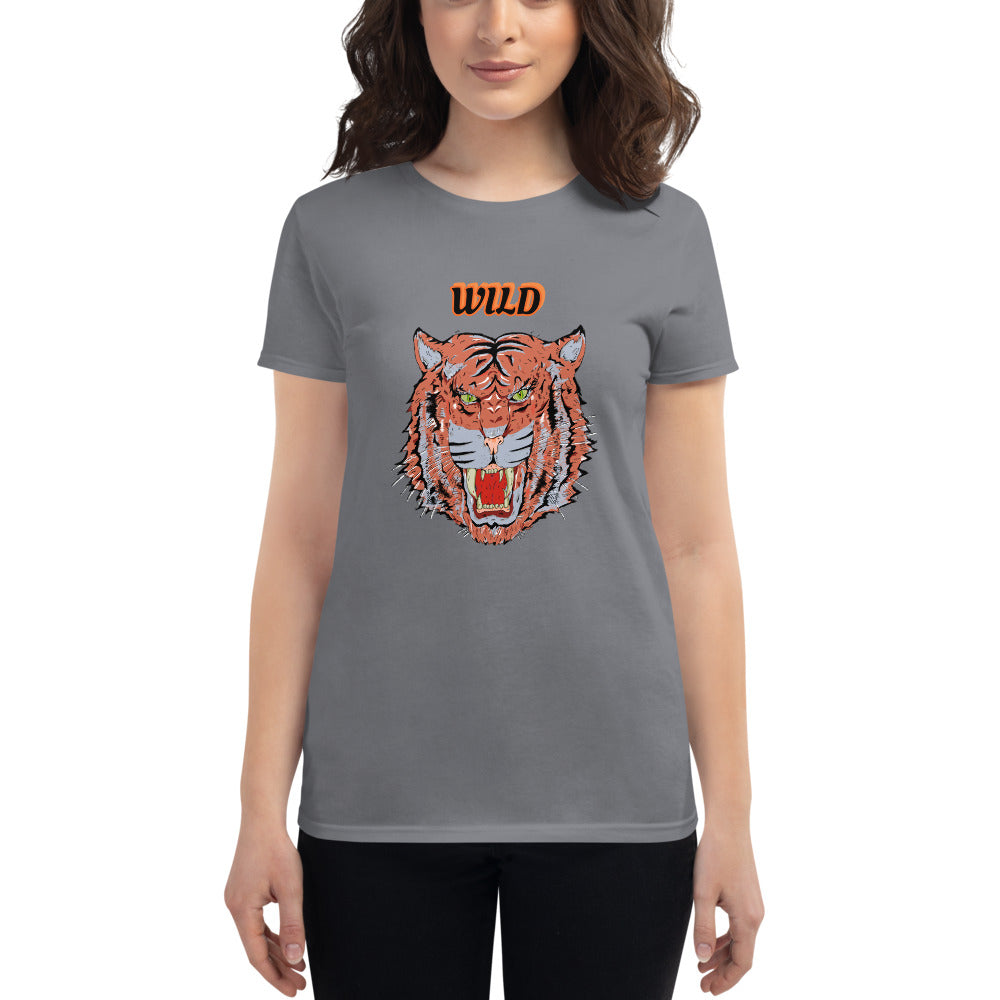 Women's short sleeve t-shirt wild tiger - ragnacold Storm Grey / S