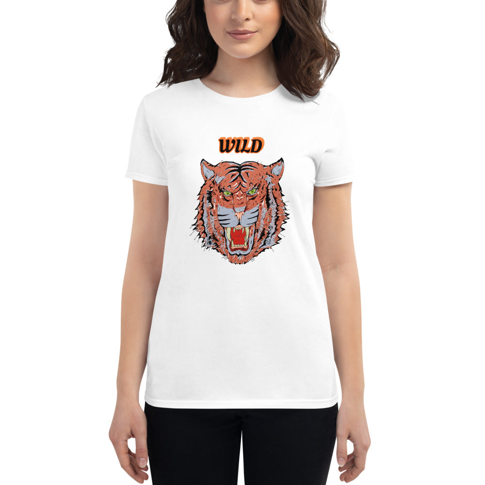 Women's short sleeve t-shirt wild tiger - ragnacold White / S