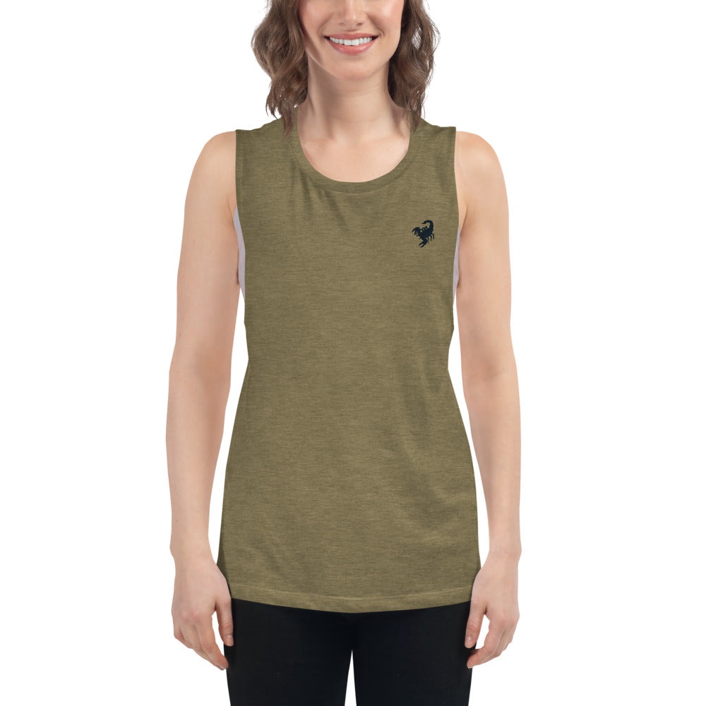 Ladies’ Muscle Tank scorpion power - ragnacold Heather Olive / S