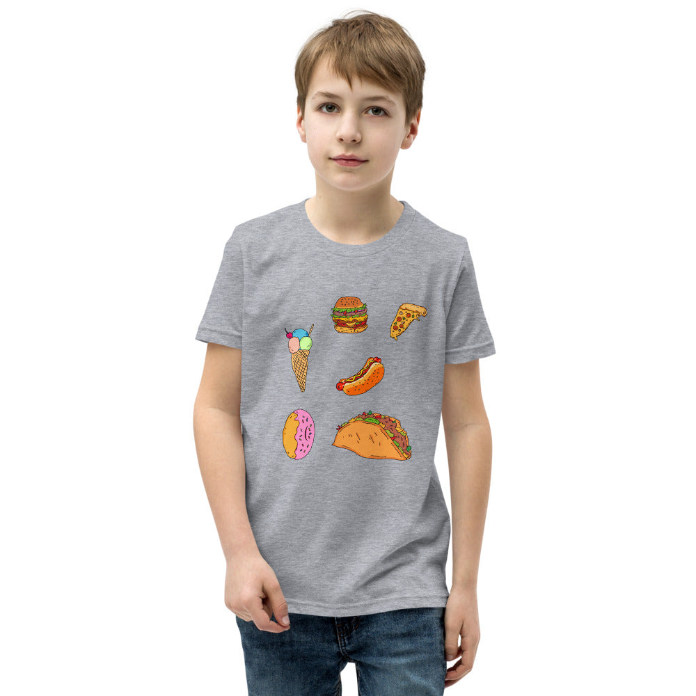 Youth Short Sleeve T-Shirt tasty food fast food - ragnacold Athletic Heather / S