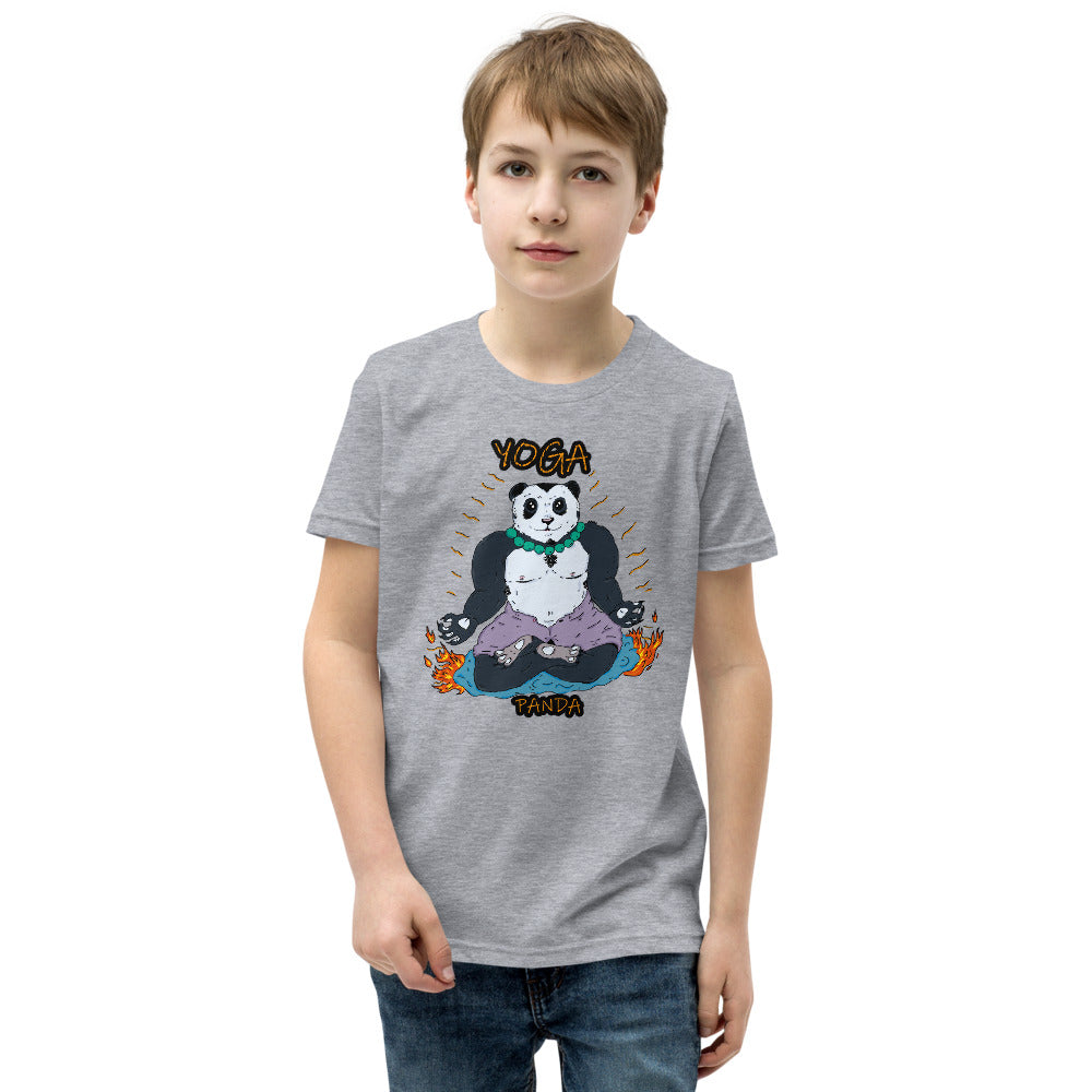 Youth Short Sleeve T-Shirt yoga panda - ragnacold Athletic Heather / S