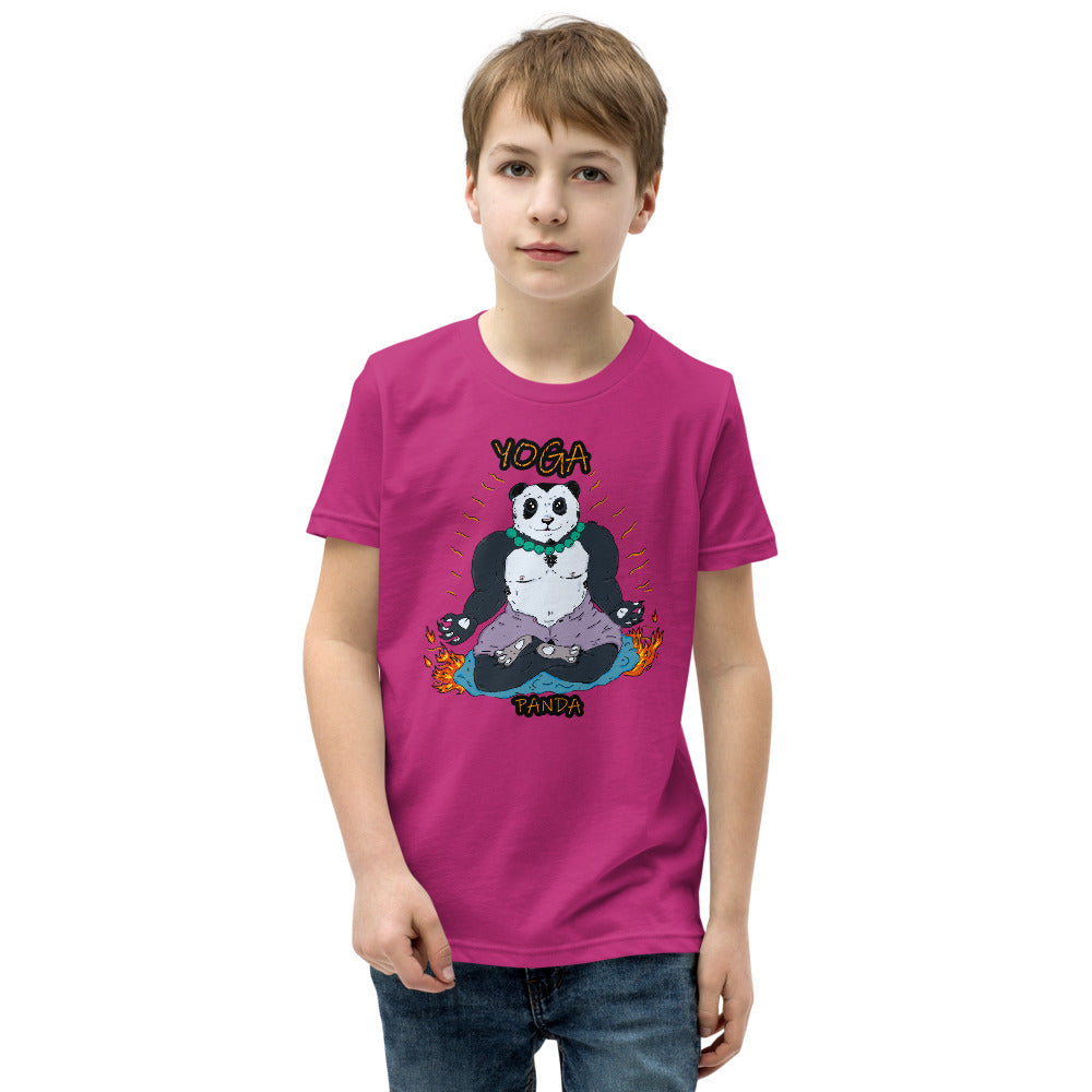 Youth Short Sleeve T-Shirt yoga panda - ragnacold Berry / S