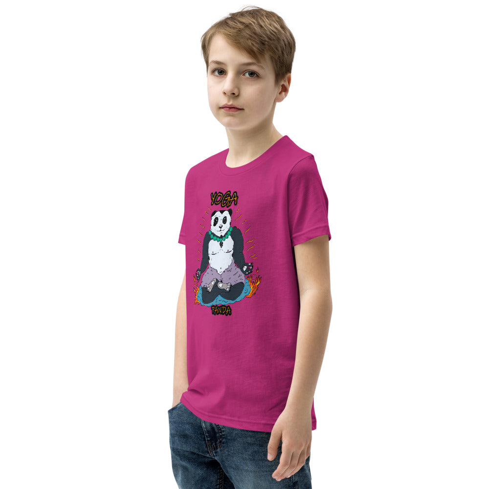 Youth Short Sleeve T-Shirt yoga panda - ragnacold