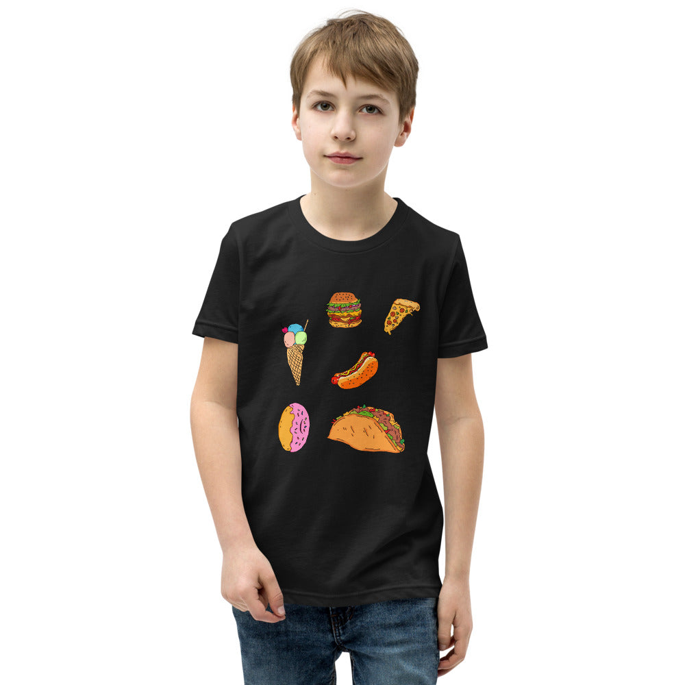 Youth Short Sleeve T-Shirt tasty food fast food - ragnacold Black / S