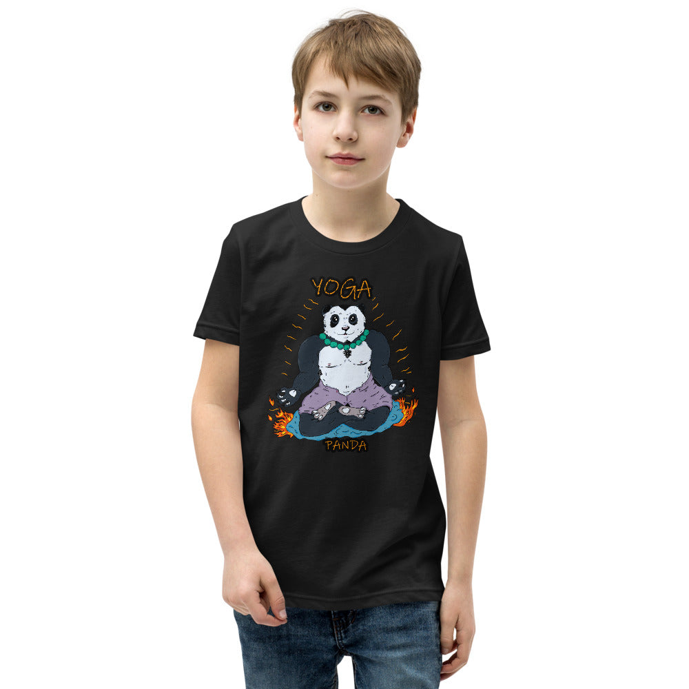 Youth Short Sleeve T-Shirt yoga panda - ragnacold Black / S