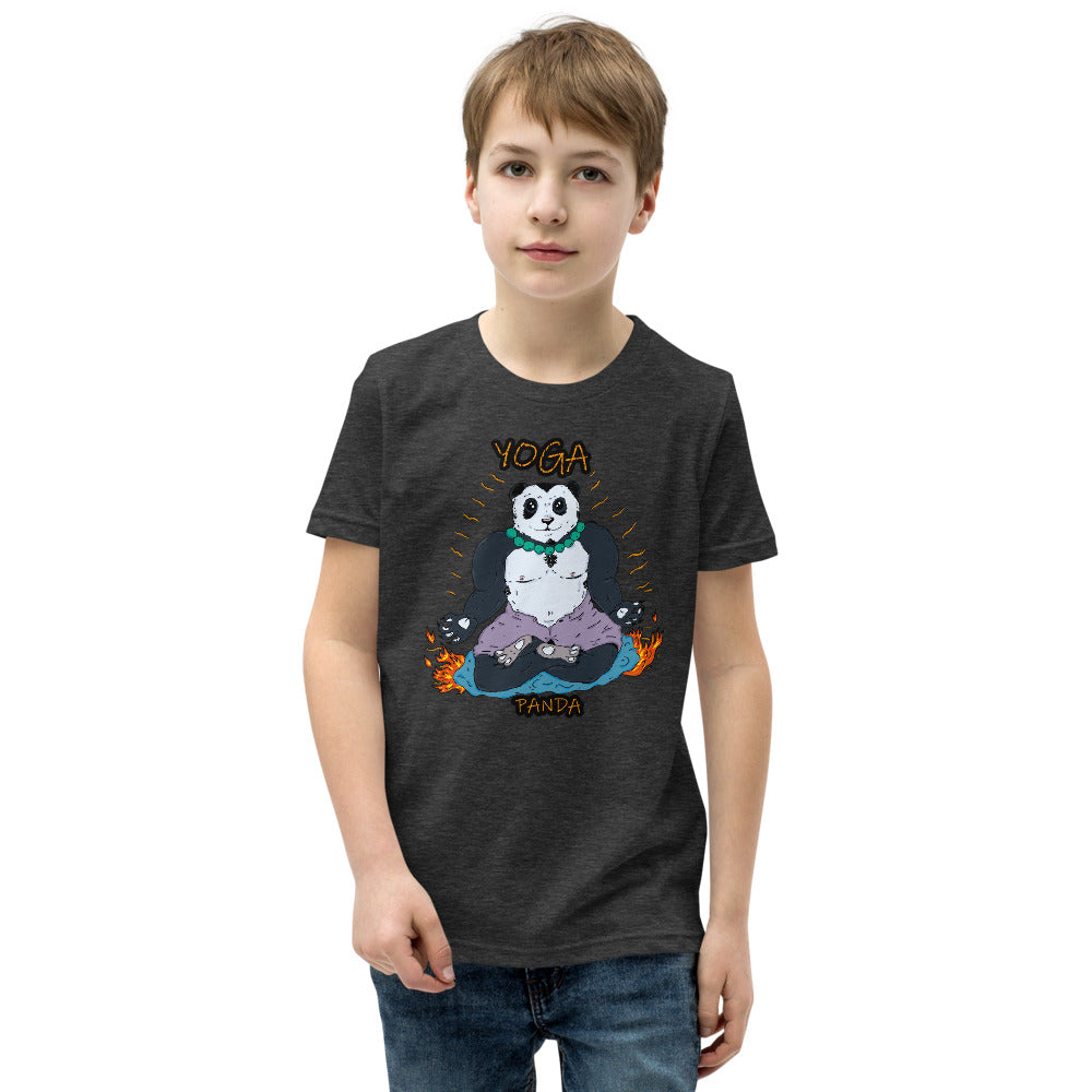 Youth Short Sleeve T-Shirt yoga panda - ragnacold Dark Grey Heather / S