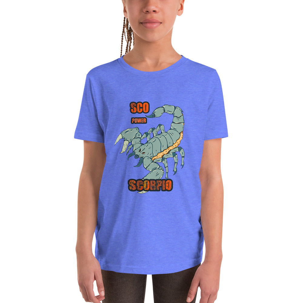 Youth Short Sleeve T-Shirt scorpion power - ragnacold Heather Columbia Blue / S