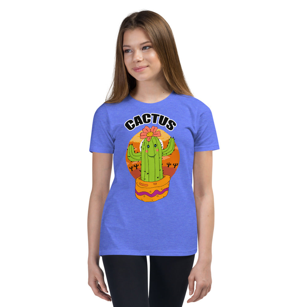 Youth Short Sleeve T-Shirt cactus green life - ragnacold Heather Columbia Blue / S