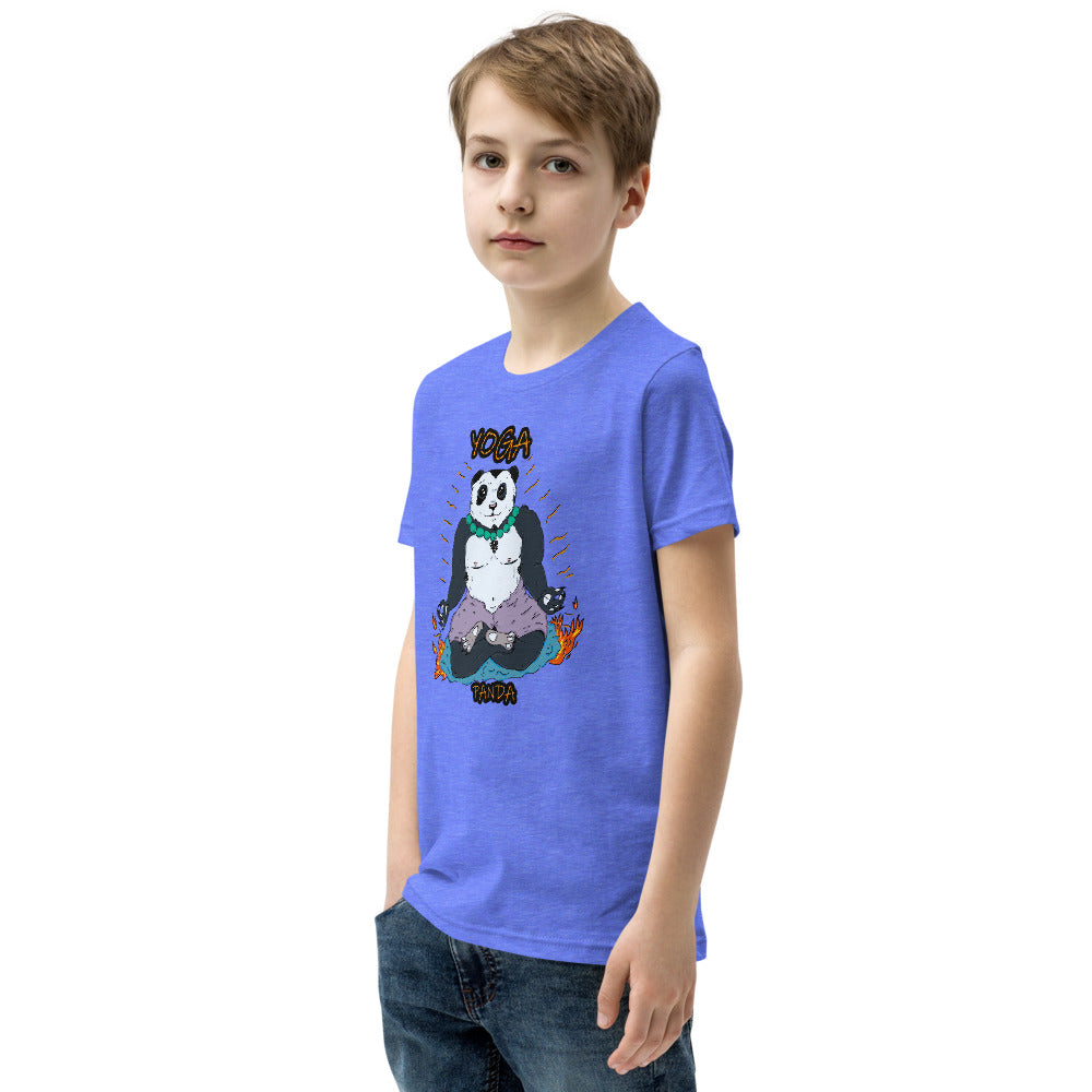 Youth Short Sleeve T-Shirt yoga panda - ragnacold