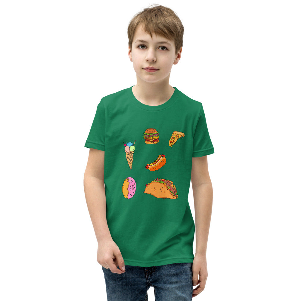 Youth Short Sleeve T-Shirt tasty food fast food - ragnacold Kelly / S