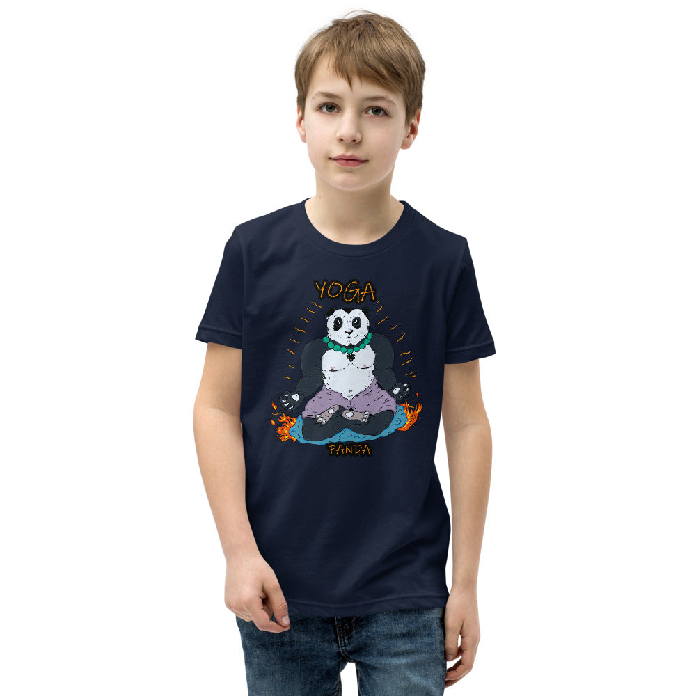 Youth Short Sleeve T-Shirt yoga panda - ragnacold Navy / S