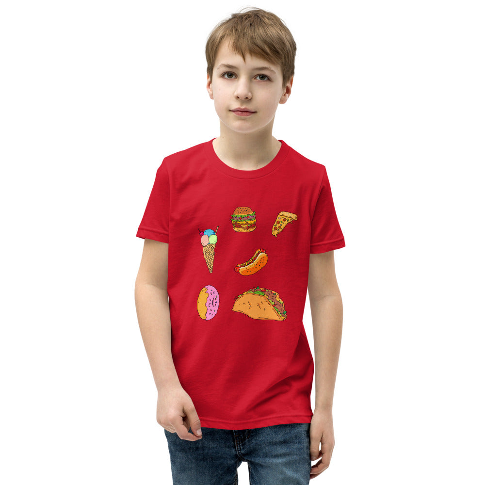 Youth Short Sleeve T-Shirt tasty food fast food - ragnacold Red / S