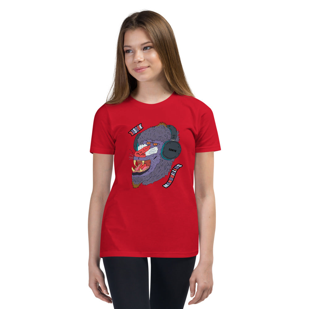 Youth Short Sleeve T-Shirt mandrill monkey man - ragnacold Red / S