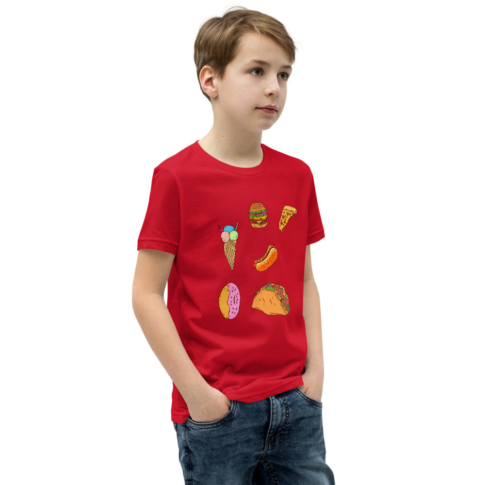 Youth Short Sleeve T-Shirt tasty food fast food - ragnacold